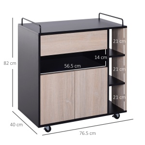 Dulapior Bucatarie cu Roti – Stejar & Negru, 76.5×40×82 cm - Img 3