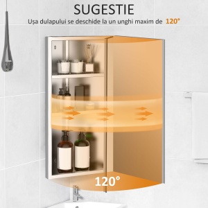 Dulapior Colt Baie – Otel cu Oglinda 60×30×18,4 cm - Img 5