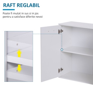 Dulapior cu 3 Usi si 2 Sertare in Lemn Granulat, Alb, 106x35x76cm - Img 5
