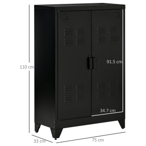 Dulapior Multifunctional cu 2 Usi Stil Industrial, Dulapior Metalic pentru Casa si Garaj - Gri - Img 3