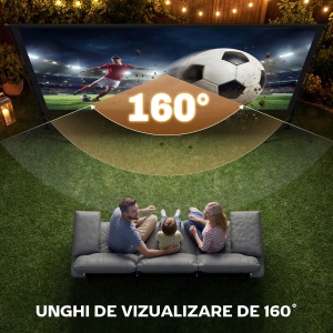 Ecran de Proiecție 120" 4K/8K HD Format 16:9 cu 2 Trepiede Pliabile, Ecran Portabil cu Față Dublă, Unghi de 160°, pentru Acasă sau Cinema în Aer Liber, Alb - Img 6