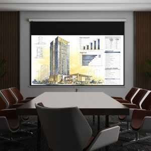 Ecran Proiector, Pânză pentru Proiector cu Fixare pe Perete și Tavan pentru Acasă și Birou, 236.8x8x158 cm, Alb - Img 9
