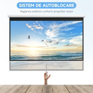 Ecran Proiector, Pânză pentru Proiector cu Fixare pe Perete și Tavan pentru Acasă și Birou, 236.8x8x158 cm, Alb - Img 4