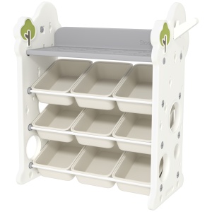 Etajeră pentru Copii, Organizator de Depozitare Jucării cu 4 Niveluri și 9 Coșuri, 77x42x94 cm, Crem Alb - Img 1