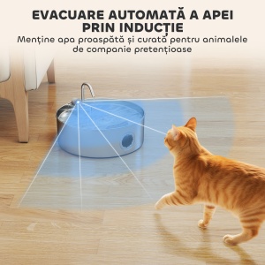 Fântână pentru Pisici 7L cu LED, 30,5x31,2x19,3 cm, Argintie - Img 8