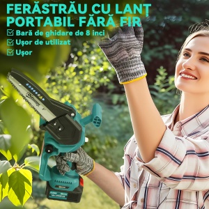 Ferăstrău cu Acumulator 2 în 1 cu Tijă Telescopică și Motor Brushless Albastru - Img 9