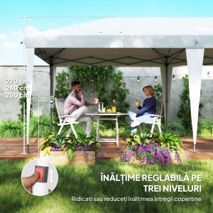 Foișor 6 x 3 m Pavilion de Grădină Pop-Up Pliabil cu Geantă Inclusă din Oțel Epoxidic și Țesătură Oxford de Înaltă Densitate Gri - Img 5