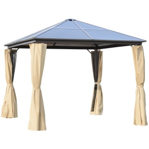 Foisor cu acoperis din policarbonat 3 x 3 m, cu cadru din aluminiu , Culoarea cafelei - Img 1