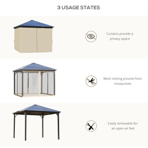 Foisor cu acoperis din policarbonat 3 x 3 m, cu cadru din aluminiu , Culoarea cafelei - Img 6
