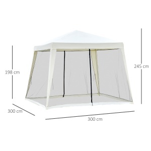 Foisor de Gradina Impermeabil cu Plasa Tantari Bej 3 x 3 x 2.35 m - Img 3