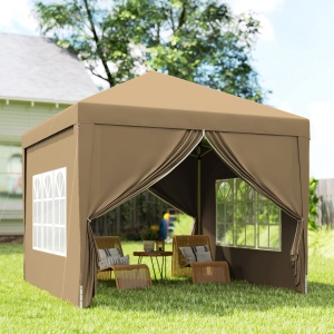 Foisor de gradina pliabil din otel si tesatura Oxford cu funii si cuie incluse, 2,95x2,95x2,58 m, alb - Img 9