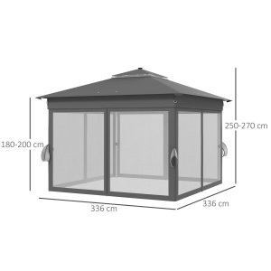 Foisor tip pop-up 3 x 3(m) cu 20 lumini LED, Gri - Img 3
