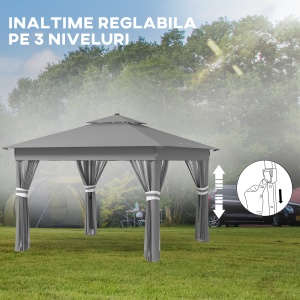 Foisor tip pop-up 3 x 3(m) cu 20 lumini LED, Gri - Img 7