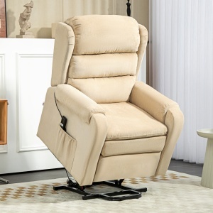 Fotoliu Electric Ridicător 160° din Material Textil cu Telecomandă și Suport pentru Picioare, 85x88x109 cm, Crem - Img 2