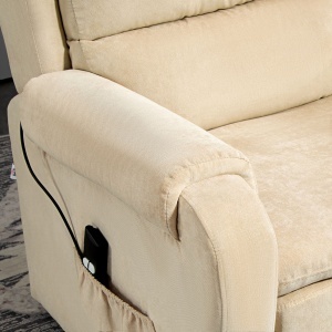 Fotoliu Electric Ridicător 160° din Material Textil cu Telecomandă și Suport pentru Picioare, 85x88x109 cm, Crem - Img 9