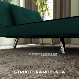 Fotoliu Pat Rabatabil 3‑in‑1 – Catifea cu Perna Inclusa - Img 6