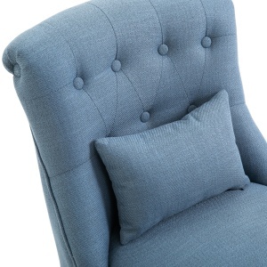 Fotoliu Tapițat cu Pernă și Picioare Antiderapante, Fotoliu din Material Textil, 52,5x69x77 cm, Albastru - Img 7