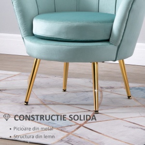 Fotoliu Vintage – Catifea Verde 76×76×74 cm, Design Elegant - Img 6