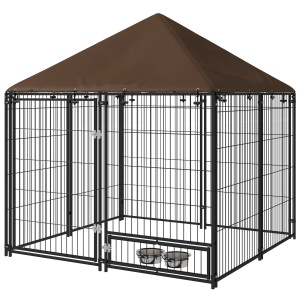Gard Caini Exterior – Metal Cu Acoperis & Usa pentru Boluri