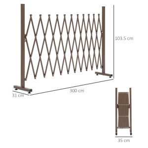 Gard de Grădină cu Lățime Reglabilă, Gard de Grădină Multifuncțional din Metal și Aluminiu, 300x31x103,5 cm, Maro Închis - Img 3
