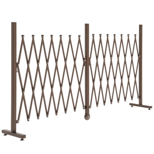 Gard Extensibil Autoportant, Grilaj Flexibil din Oțel și Aluminiu, Pliabil, 52-405 cm, Maro Închis - Img 1