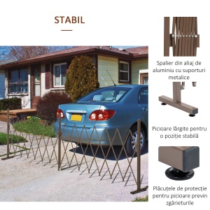Gard Extensibil Autoportant, Grilaj Flexibil din Oțel și Aluminiu, Pliabil, 52-405 cm, Maro Închis - Img 6