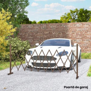 Gard Extensibil Mobil Pliabil din Aluminiu, 300cm x 103,5 cm, Maro Închis - Img 6
