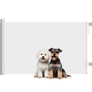 Gard Extensibil pentru Câini 0-140x86.5cm cu Blocare Automată Alb - Img 1