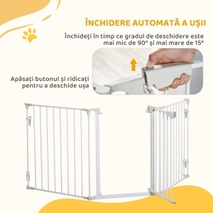 Gard Pliabil și Modular pentru Câini cu 3 Panouri Alb - Img 6