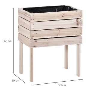 Ghiveci de Gradina Ridicat cu 4 Ghiveci pentru Plante de 50x30x60cm din Lemn - Img 3
