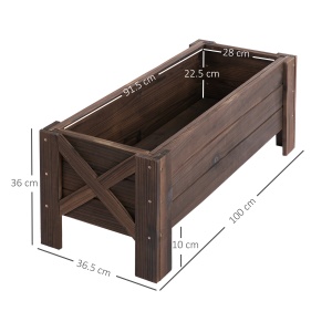 ghiveci din lemn pentru plante, 100x36.5x36 cm, maro - Img 3