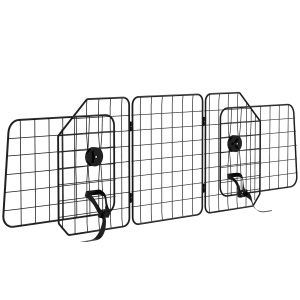 Grilaj Despărțitor Auto pentru Câini, Barieră pentru Câini cu Lățime Reglabilă și Pliabilă, 93-150x42 cm, Negru