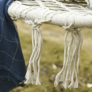 Hamac Balansoar pentru Gradina si Casa cu 2 Locuri din Macramé Alb Crem, Fără Pernă - Img 9