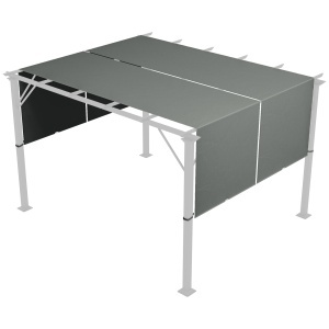 Învelitoare pentru Pergolă cu Buzunare și Curele pentru Stâlpi, 488x122 cm, Gri Închis - Img 1