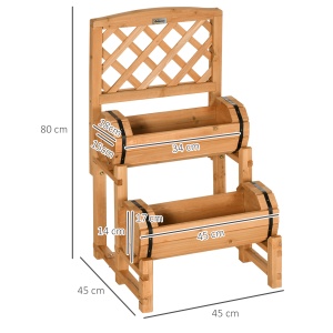 Jardiniera de Brad in Forma de Butoi de Exterior, cu Design Vertical inaltat, 45x45x180 cm, Maro - Img 3
