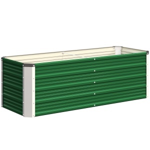 Jardinieră de grădină fără bază, cu 2 zone de cultivare, din oțel, 125x47x40 cm, verde - Img 1