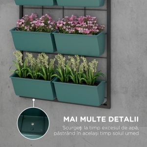 Jardiniera de perete pe 3 nivele cu 6 ghivece pentru int - Img 6