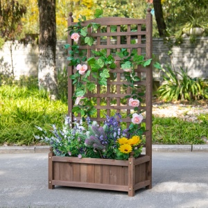 Jardiniera Lemn Exterior 90×45×180 cm – Suport & Grilaj pentru Plante Catatoare - Img 2