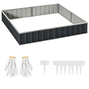Jardinieră Modulară Fără Fund, Jardinieră Ridicată din Oțel pentru Plante și Ierburi, 258x90x30 cm, Gri Închis - Img 1