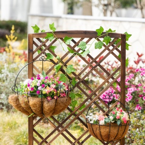 Jardinieră pentru Exterior din Lemn, Jardinieră cu Spalier pentru Plante Agățătoare, 60x30x122.5 cm, Maro - Img 8