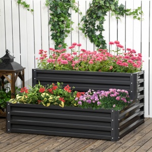 Jardiniera pentru Plan de Cultivare inaltat pe 2 Niveluri din Otel, Jardiniera Supraetajata cu Parte Inferioara Deschisa - Img 2