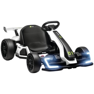 Kart electric pentru copii scaun reglabil Drift Go-kart claxon lumini muzica alb pentru copii pentru plimbare pentru distractie echilibru - Img 1