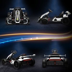 Kart electric pentru copii scaun reglabil Drift Go-kart claxon lumini muzica alb pentru copii pentru plimbare pentru distractie echilibru - Img 8