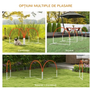 Kit de Antrenament cu Obstacole pentru Animale de Companie, Set Echipament de Agilitate pentru Câini, 89x69x99 cm, Portoccaliu - Img 4