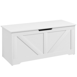 Ladă de Depozitare cu Balamale de Siguranță, Bancă Cutie de Depozitare, Ladă pentru Jucării, 100x40x45 cm, Alb - Img 1