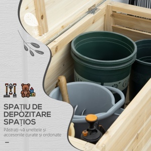 Ladă de Depozitare Exterior din Lemn cu Capac din Metal Galvanizat și Design cu Șipci 110x50x50 cm Culoare Naturală - Img 4