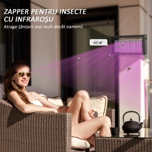 Lampă Anti-Țânțari de Interior 8W cu Lanț și Plasă de Protecție Negru - Img 4