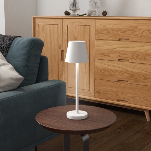 Lampă de Masă cu 3 Lumini Albe, Lampă Portabilă Modernă cu Cablu Inclus, Ø11,2x36,5 cm, Alb - Img 2