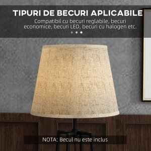 Lampa de Podea cu Rafturi, Lampi Moderne Inalte Independente pentru Camera de Zi, Dormitor, cu Abajur din Material Textil (Becul nu este Inclus), Nuc Maro si Maro Deschis - Img 7
