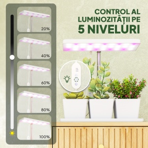 Lampă pentru Plante cu 30 de Lumini LED și 3 Vase 31.8x13.4x35.6 cm Alb - Img 7